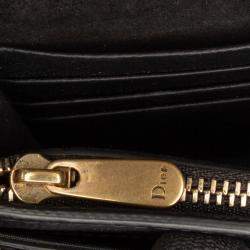 Pre Owned Dior Black Grained Calfskin Saddle Chain Pouch