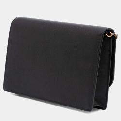 Pre Owned Dior Black Grained Calfskin Saddle Chain Pouch