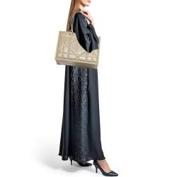 Pre Owned Dior Beige Archicannage Leather Medium Essential Tote