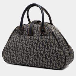 Pre Owned Dior Blue Diorissimo Canvas Double Saddle Bowler Bag