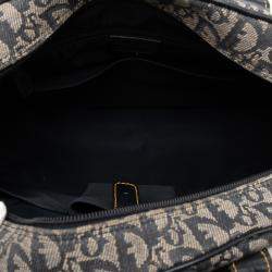 Pre Owned Dior Blue Diorissimo Canvas Double Saddle Bowler Bag
