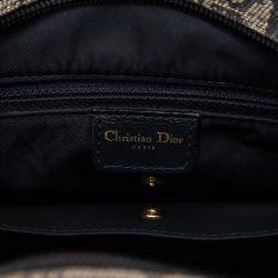 Pre Owned Dior Blue Diorissimo Canvas Double Saddle Bowler Bag