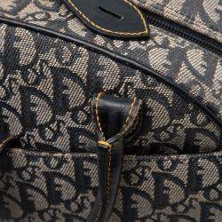 Pre Owned Dior Blue Diorissimo Canvas Double Saddle Bowler Bag