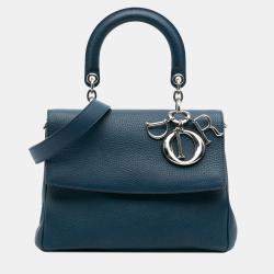 Pre Owned Dior Navy Blue Small Leather Be Dior Flap