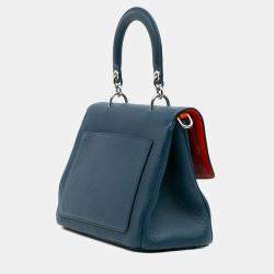 Pre Owned Dior Navy Blue Small Leather Be Dior Flap