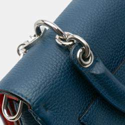 Pre Owned Dior Navy Blue Small Leather Be Dior Flap