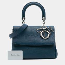 Pre Owned Dior Navy Blue Small Leather Be Dior Flap