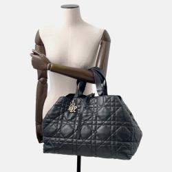 Pre Owned Dior Two Jules Tote Bag Black Calf Leather Size Large