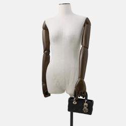 Pre Owned Dior Lady D-Joy Cannage 2-Way Bag Black Lambskin Size Micro