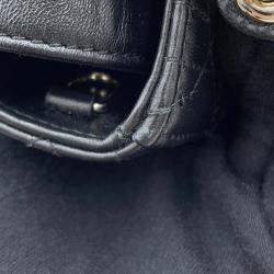 Pre Owned Dior Lady D-Joy Cannage 2-Way Bag Black Lambskin Size Micro