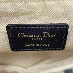 Pre Owned Dior Oblique Saddle Handbag Navy Canvas Leather Size Mini