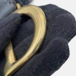 Pre Owned Dior Oblique Saddle Handbag Navy Canvas Leather Size Mini