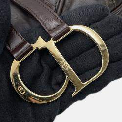 Pre Owned Dior Saddle One shoulder Bag Brown Autruche Embossed Leather