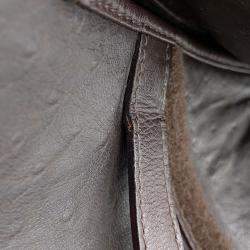 Pre Owned Dior Saddle One shoulder Bag Brown Autruche Embossed Leather
