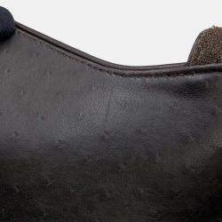 Pre Owned Dior Saddle One shoulder Bag Brown Autruche Embossed Leather