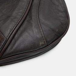 Pre Owned Dior Saddle One shoulder Bag Brown Autruche Embossed Leather