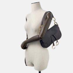 Pre Owned Dior Saddle One shoulder Bag Brown Autruche Embossed Leather