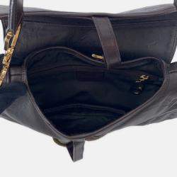 Pre Owned Dior Saddle One shoulder Bag Brown Autruche Embossed Leather