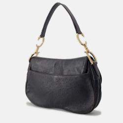 Pre Owned Dior Saddle One shoulder Bag Brown Autruche Embossed Leather