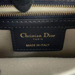 Pre Owned Dior Oblique Cd Busus Shoulder Bag Navy Canvas Leather Size Small
