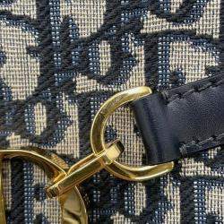 Pre Owned Dior Oblique Cd Busus Shoulder Bag Navy Canvas Leather Size Small