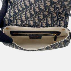Pre Owned Dior Oblique Cd Busus Shoulder Bag Navy Canvas Leather Size Small