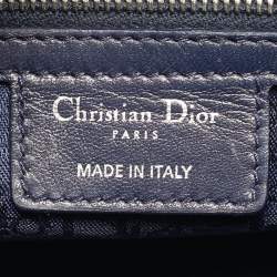 Pre Owned Dior Navy Blue Cannage Leather Large Lady Dior Tote