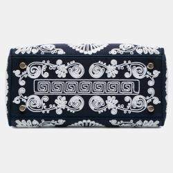 Pre Owned Dior Blue Medium Embroidered Canvas Cornely Lady D Lite