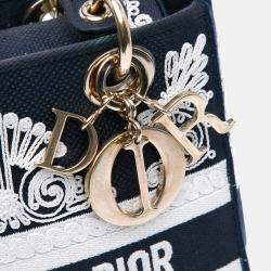 Pre Owned Dior Blue Medium Embroidered Canvas Cornely Lady D Lite
