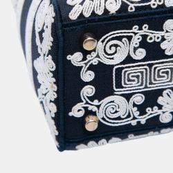 Pre Owned Dior Blue Medium Embroidered Canvas Cornely Lady D Lite