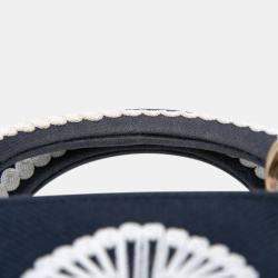Pre Owned Dior Blue Medium Embroidered Canvas Cornely Lady D Lite