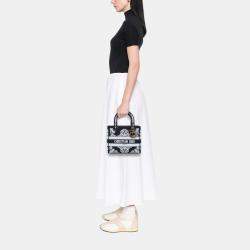 Pre Owned Dior Blue Medium Embroidered Canvas Cornely Lady D Lite