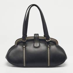 Pre Owned Dior Black Leather Detective Frame Bag