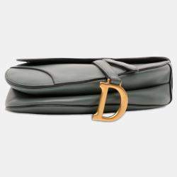 Pre Owned Dior Green Smooth Calfskin Saddle Bag