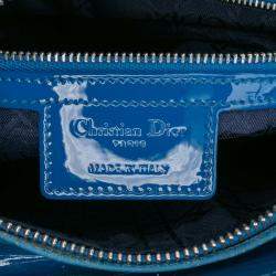 Pre Owned Dior Blue Large Patent Cannage Lady Dior