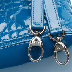 Pre Owned Dior Blue Large Patent Cannage Lady Dior
