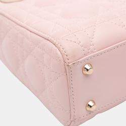 Pre Owned Dior Pink Mini Lambskin Cannage Lady Dior