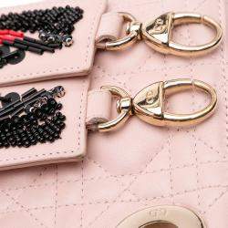 Pre Owned Dior Pink Mini Lambskin Cannage Lady Dior