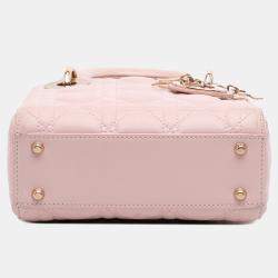 Pre Owned Dior Pink Mini Lambskin Cannage Lady Dior