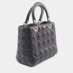 Pre Owned Christian Dior Dior Lady Handbag Leather Black