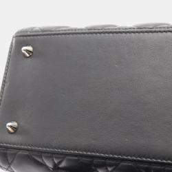Pre Owned Christian Dior Dior Lady Handbag Leather Black