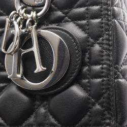 Pre Owned Christian Dior Dior Lady Handbag Leather Black