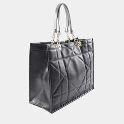 Pre Owned Christian Dior Dior Essential Large Archi Cannage Tote Bag Leather Black