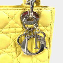 Pre Owned Christian Dior Lady My Abcdior 2-Way Handbag Star Shoulder Bag Lambskin Yellow