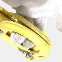 Pre Owned Christian Dior Lady My Abcdior 2-Way Handbag Star Shoulder Bag Lambskin Yellow