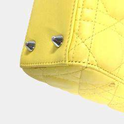 Pre Owned Christian Dior Lady My Abcdior 2-Way Handbag Star Shoulder Bag Lambskin Yellow