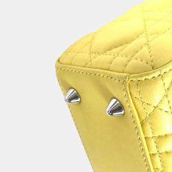 Pre Owned Christian Dior Lady My Abcdior 2-Way Handbag Star Shoulder Bag Lambskin Yellow