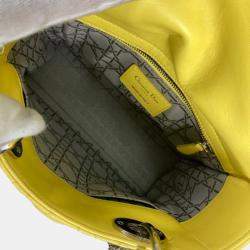 Pre Owned Christian Dior Lady My Abcdior 2-Way Handbag Star Shoulder Bag Lambskin Yellow