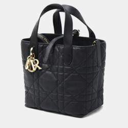 Pre Owned Christian Dior Toujours Vertical Small Tote Bag In Black Calfskin