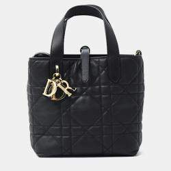 Pre Owned Christian Dior Toujours Vertical Small Tote Bag In Black Calfskin